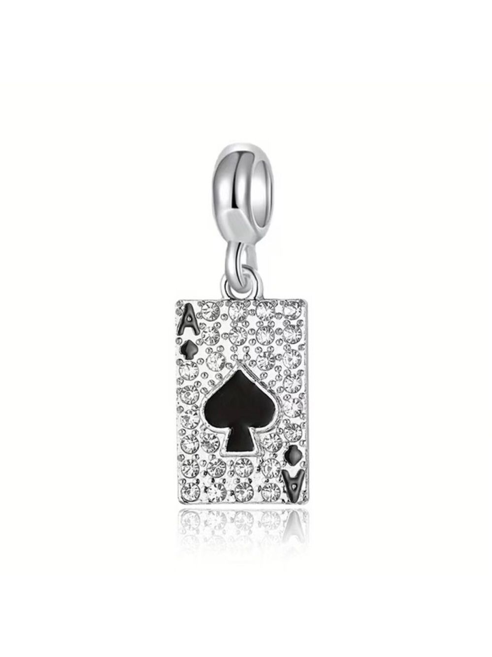 Silver and Black Ace of Spades Card Pendant
